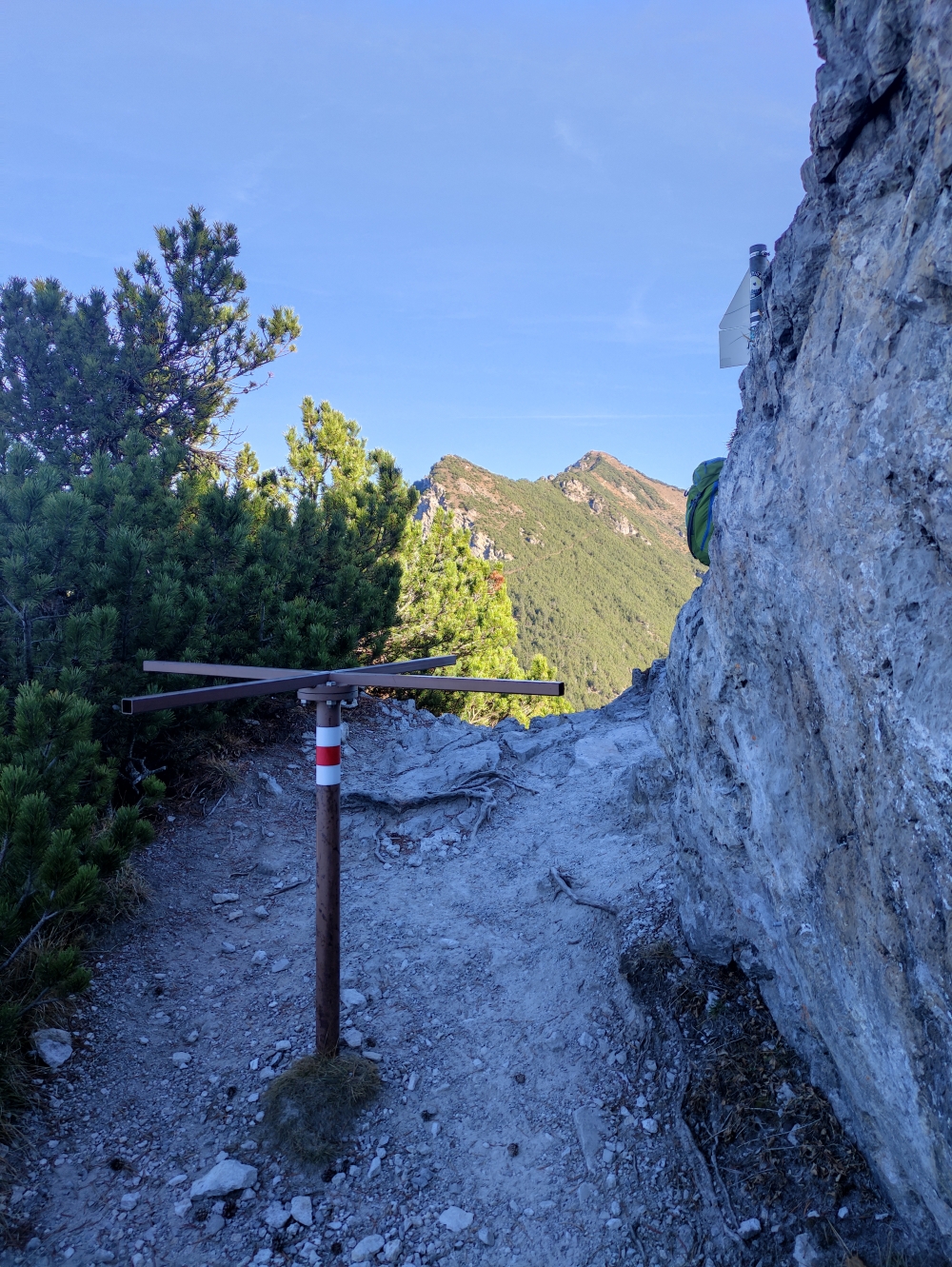 Oberes Ende des Fürstensteig mit Blick auf die Gafleispitz (Gafleisattel)