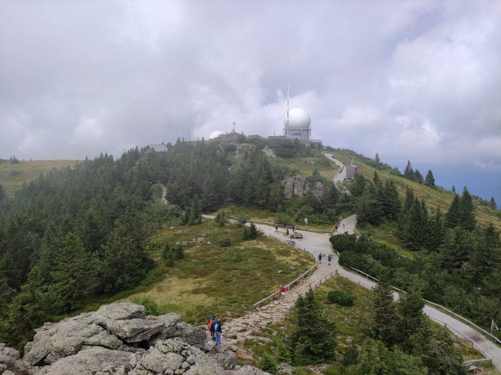 Blick zum Gipfelkreuz Großer Arber (Großer Seeriegel)